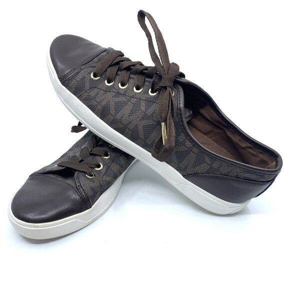 Michael Kors Shoes - Michael Kors Womens Logo City Sneakers Shoes Brown Size 9.5M 001109 Lace Up